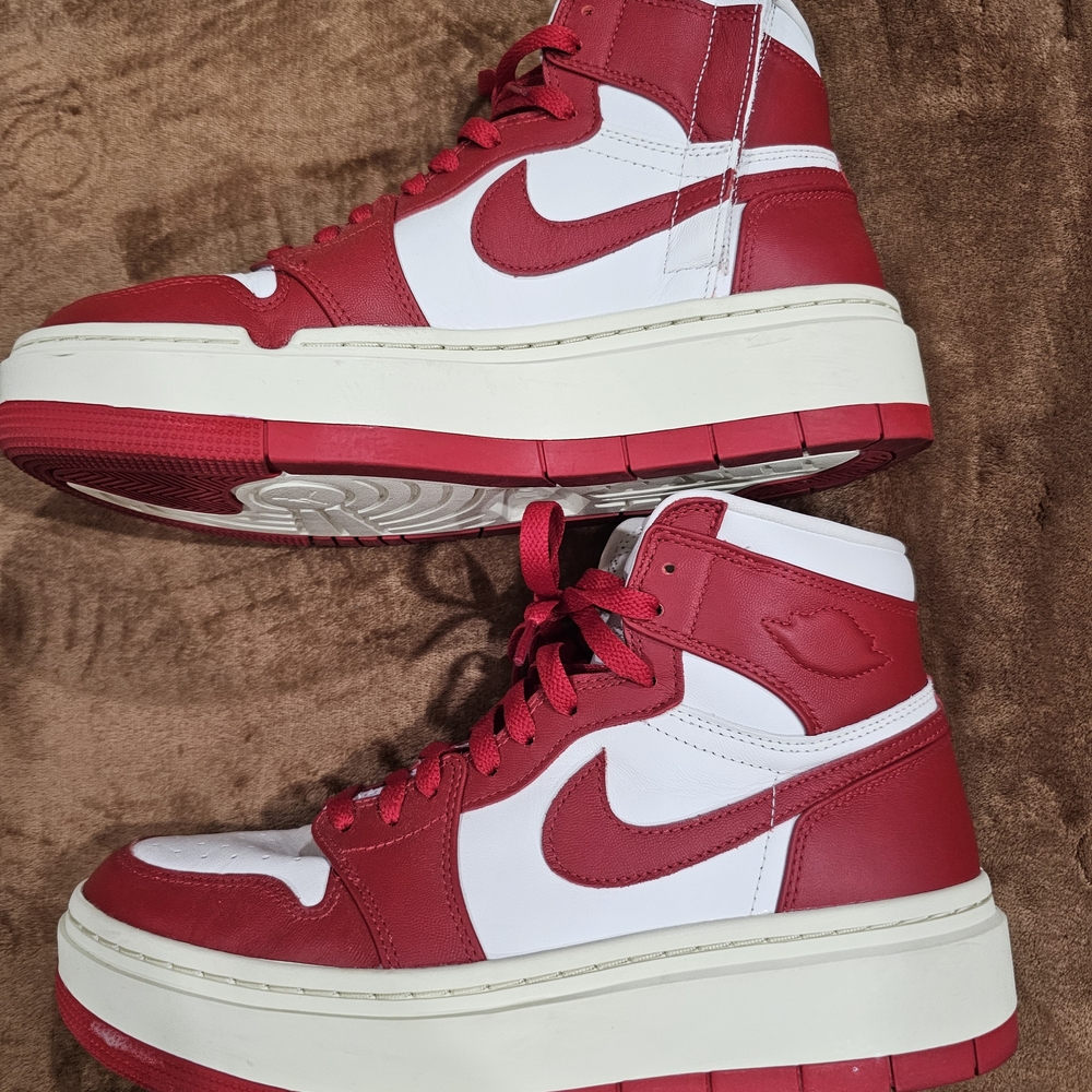 Women's Red and White High-Top Sneakers
